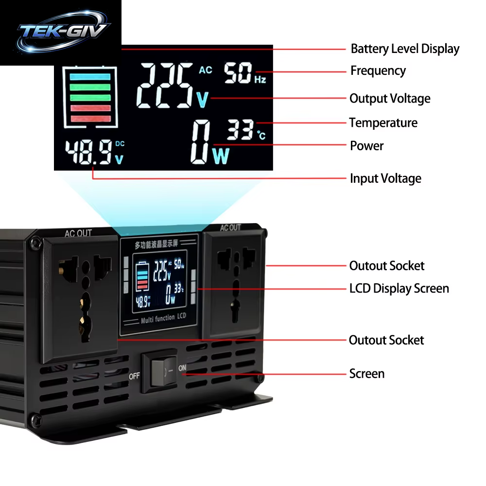 Reiner Sinus-Wechselrichter DC 12 V/24 V/48 V/60 V/72 V Zu AC 110 V/220 V 6000 W 5000 W 4000 W 3000 W 1600 W Konverter Auto Solar Power Inverter