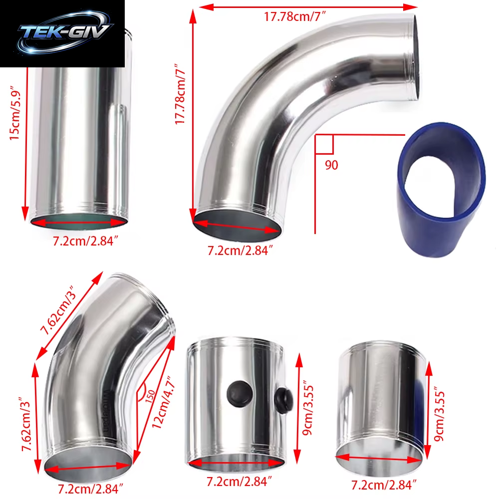 3" 76Mm Universal Lufteinlassrohr Ansaugrohr Aus Aluminiumlegierung Kit Turbo Direkter Kaltluftfilter Einspritzsystem