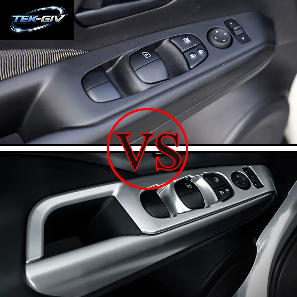 4Pcs Auto Tür Armlehne Fensterheber Schalter Taste Panel Abdeckung Trim Aufkleber Für Nissan Kicks 2017 - 2023 LHD Innen Zubehör