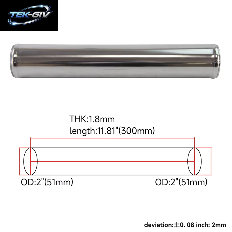 Universal 0 Grad Aluminium 48Mm-70Mm /1.89 ''-2.75" Zoll Turbo Inter Rohr Piping Schläuche Intake L = 300MM