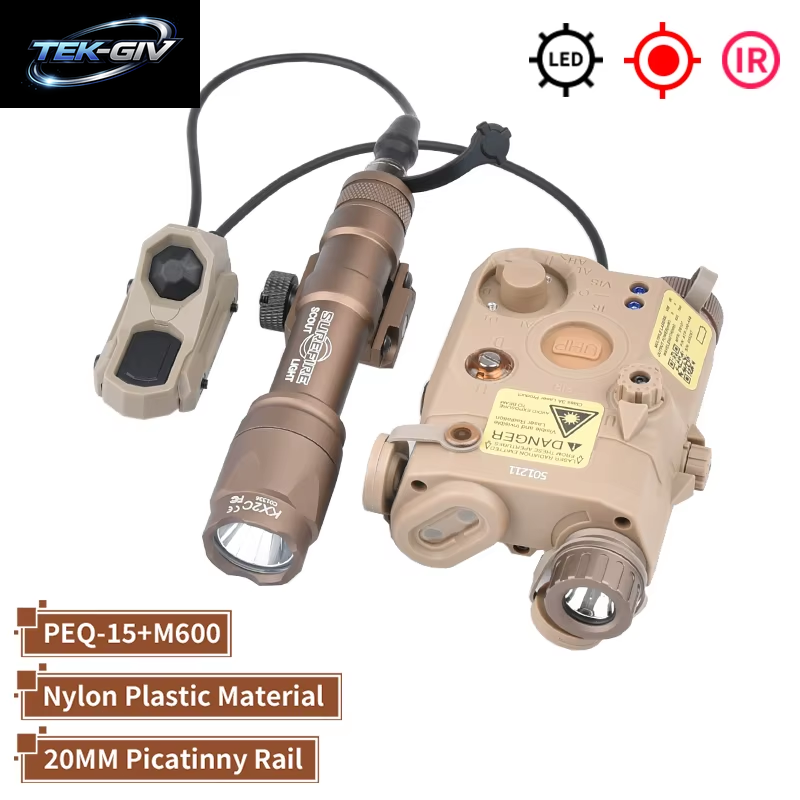WADSN Taktische PEQ 15 Rot/Grün/Blau Laser & SF M300A/M600C Taschenlampe & AXON Remote Sitch Set IR Fülllicht Für Airsoft Jagd