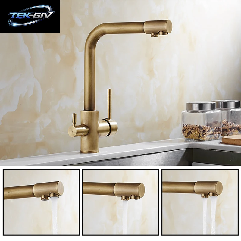 Antike Bronze Küchen Armaturen 360 Drehen Drehbaren Wasserhahn Heißes Kaltes Wasser Leitungs Mischer Küchen Spüle Wasserhahn Elk331