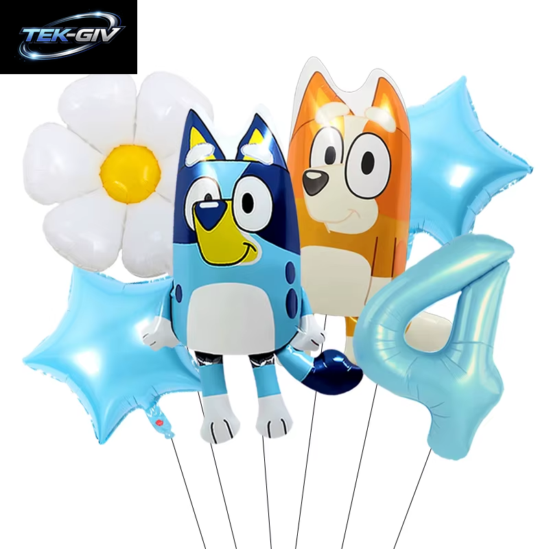 Anime Bluey Bingo Themen-Folienballons Set Latexballons Kindergeburtstag Party Dekoration Babyparty Zahlenballon Globos