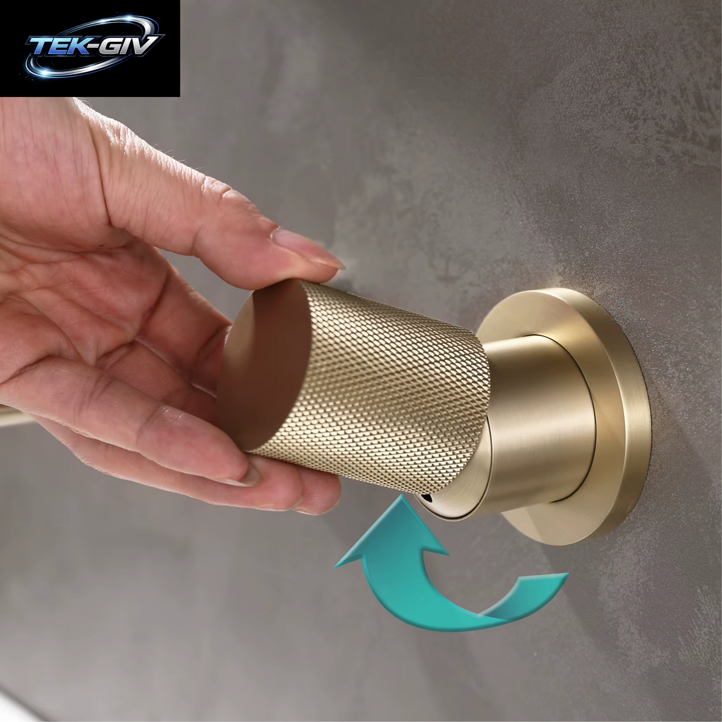 Luxuriöser, an Der Wand Montierter Badezimmerhahn Aus Gebürstetem Goldmessing Mit Einstellbarem Wasservolumen. Eingebettetes Design Für Warm- Und Kaltwasser-Waschtischarmaturen