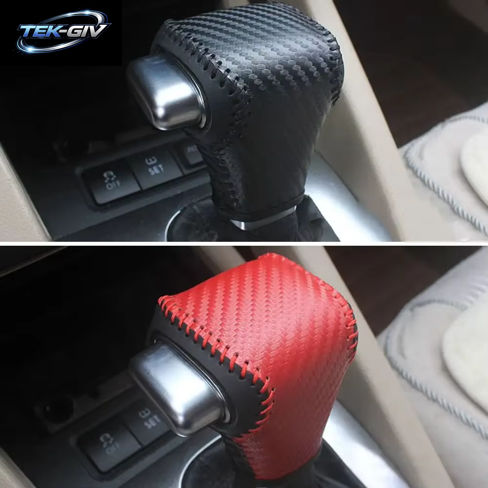 Schwarzes Leder-Auto-Schaltkragen-Abdeckung Für Volkswagen Golf 6, Passat Tiguan Touran, Automatisches Schaltknauf-Gehäuse