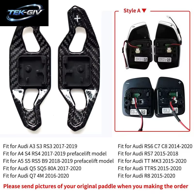 Carbon Fiber Shift Paddle Für Audi A3 8V S3 RS3 A4 S4 A5 S5 RS4 B8 B9 A6 A7 TT TT R8 Q3 Q5 Auto Lenkrad Shifter Verlängerung