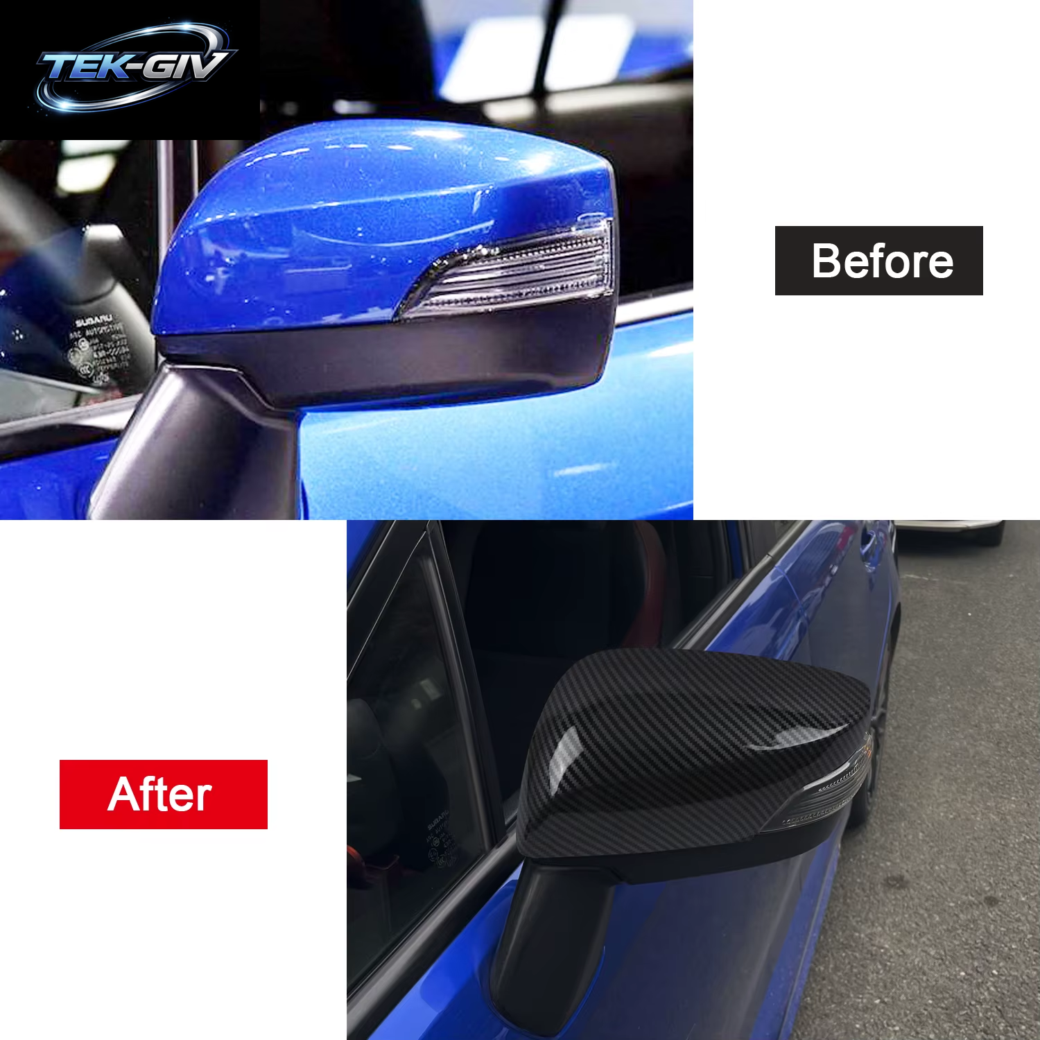 Für Subaru WRX STI 2015-2021 Auto Review Seite Spiegel Kappe Abdeckung Dekor Trim ABS Carbon Schwarz Zubehör 2 Stücke (Nur Fit STI Version