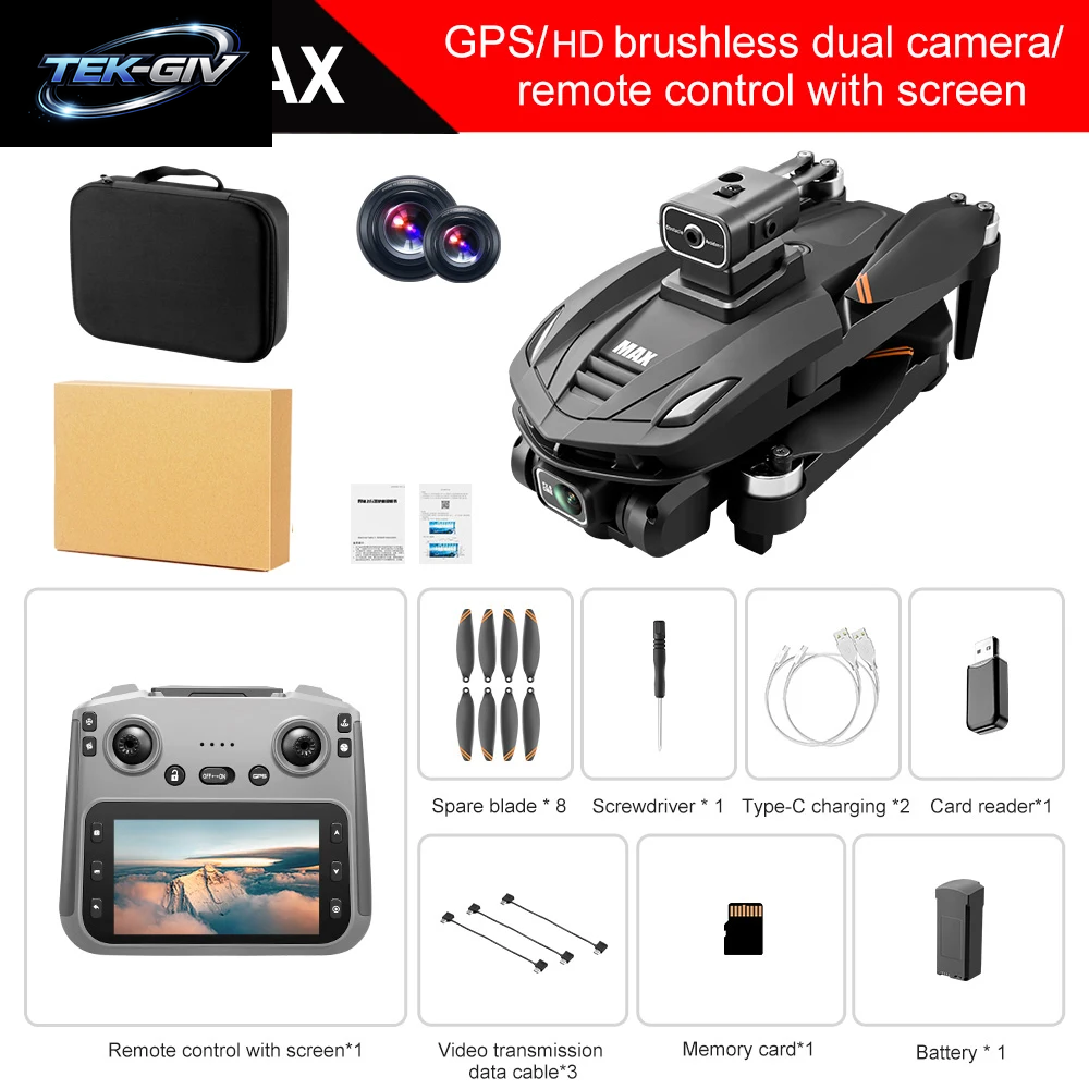 2026 V168 MAX Gps-Drohne Professionelle 8K-Kamera Luftaufnahme FPV Bürstenlos Hindernisvermeidung Großer Bildschirm Fernbedienung Faltbare Drohnen