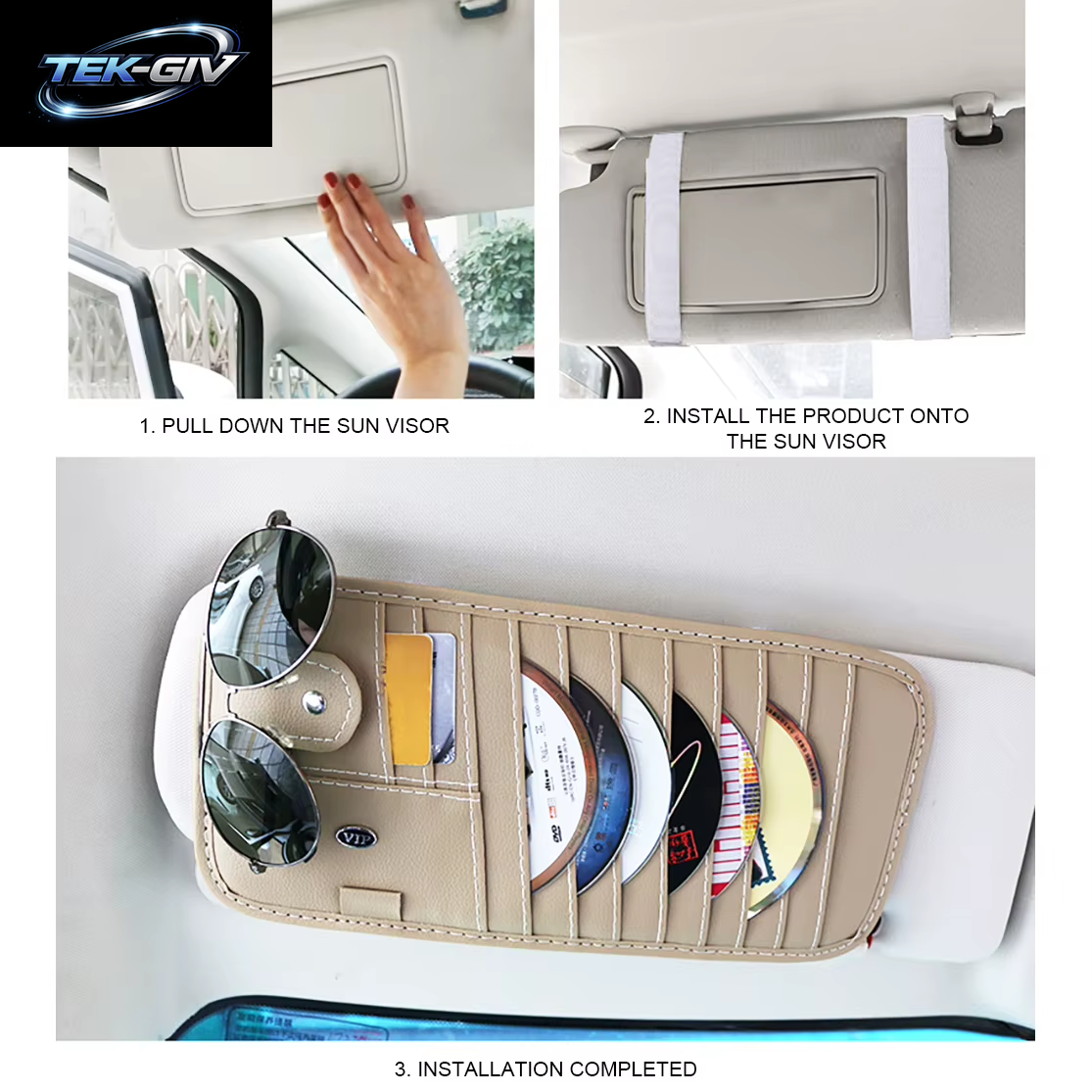 Auto-Cd-Hülle, Fahrzeug-Sonnenblende-Organizer Für Autos Mit Dvd-Aufbewahrungshüllen, Stifthalter, Sonnenbrillenhalter, Kartenfach
