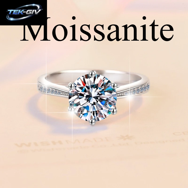 0,5-2CT D-Farbiger Moissanit-Ring Für Damen Und Herren, 925Er Silber, Passend Zum Ehering, Braut-Sterlingsilber, Weißgold