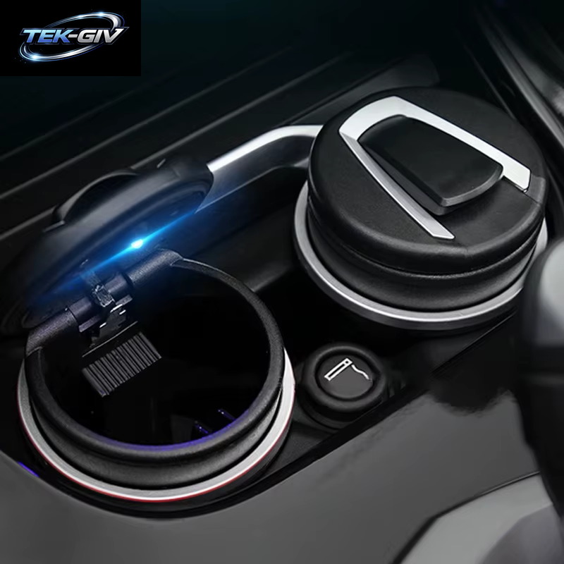 Universal 2 in 1 Car Ashtray Storage Box Holser Brackets Organizer Multifunction Vehicle LED Ashtray Auto Accessories Interior