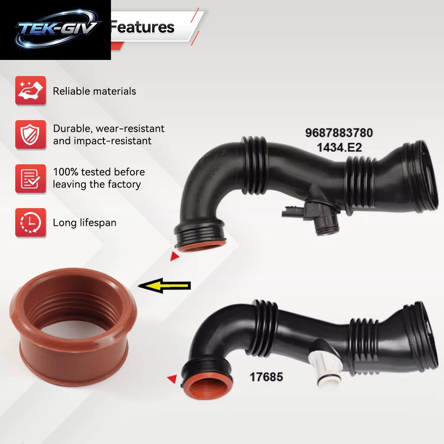 Gummi-Turbo-Luftrohrhülse, Passend Für PEUGEOT 206 207 307 308 407 EXPERT PARTNER CITROEN C2 C3 C4 PICASSO 1.6 HDI 1434C8 1434.C8