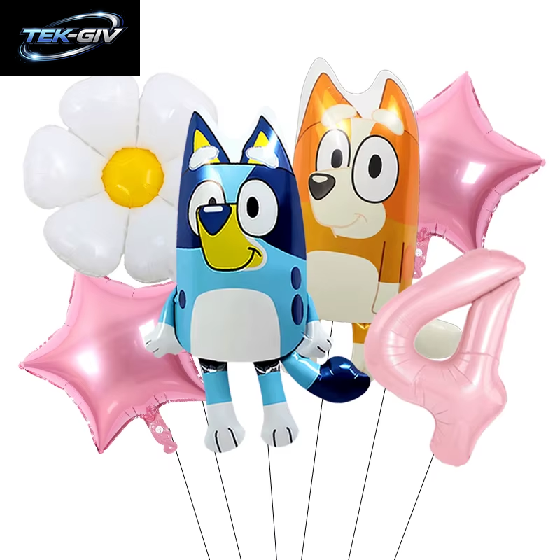Anime Bluey Bingo Themen-Folienballons Set Latexballons Kindergeburtstag Party Dekoration Babyparty Zahlenballon Globos