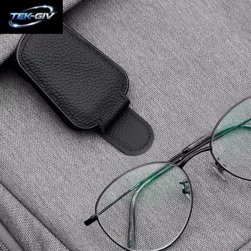 Schwarz PU Leder Auto Sonnenbrille Clip Sonnenblende Karte Kreative Multifunktionale Magnetische Saug Stabile Praktische Lagerung Clips