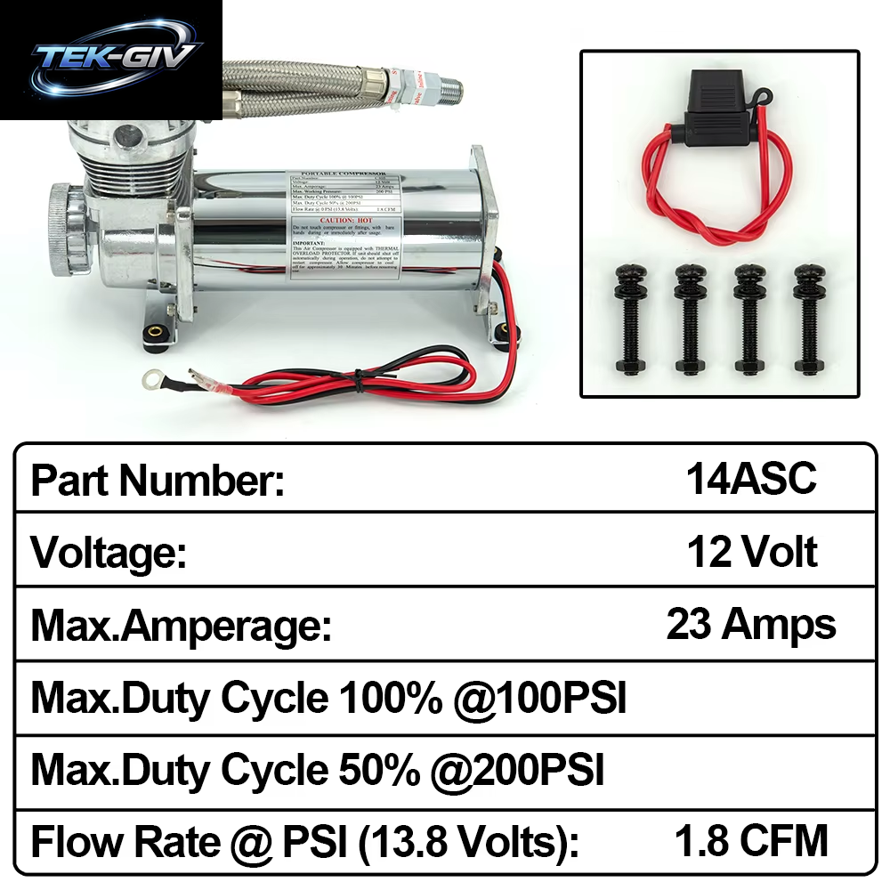 Universal Silber DC 12 V MAXPOWER 200 PSI OUTLET 1/4 Auto Luftfederung Kompressor/Pumpe Mit Zubehör