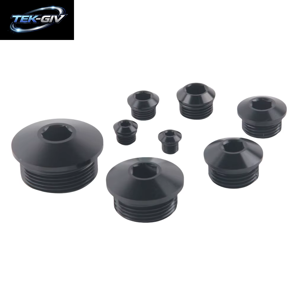 Aluminium AN3 AN4 AN6 AN8 AN10 AN12 AN16 AN20 ORB Sockel Sechskant O-Ring Boss Stecker SCHWARZ