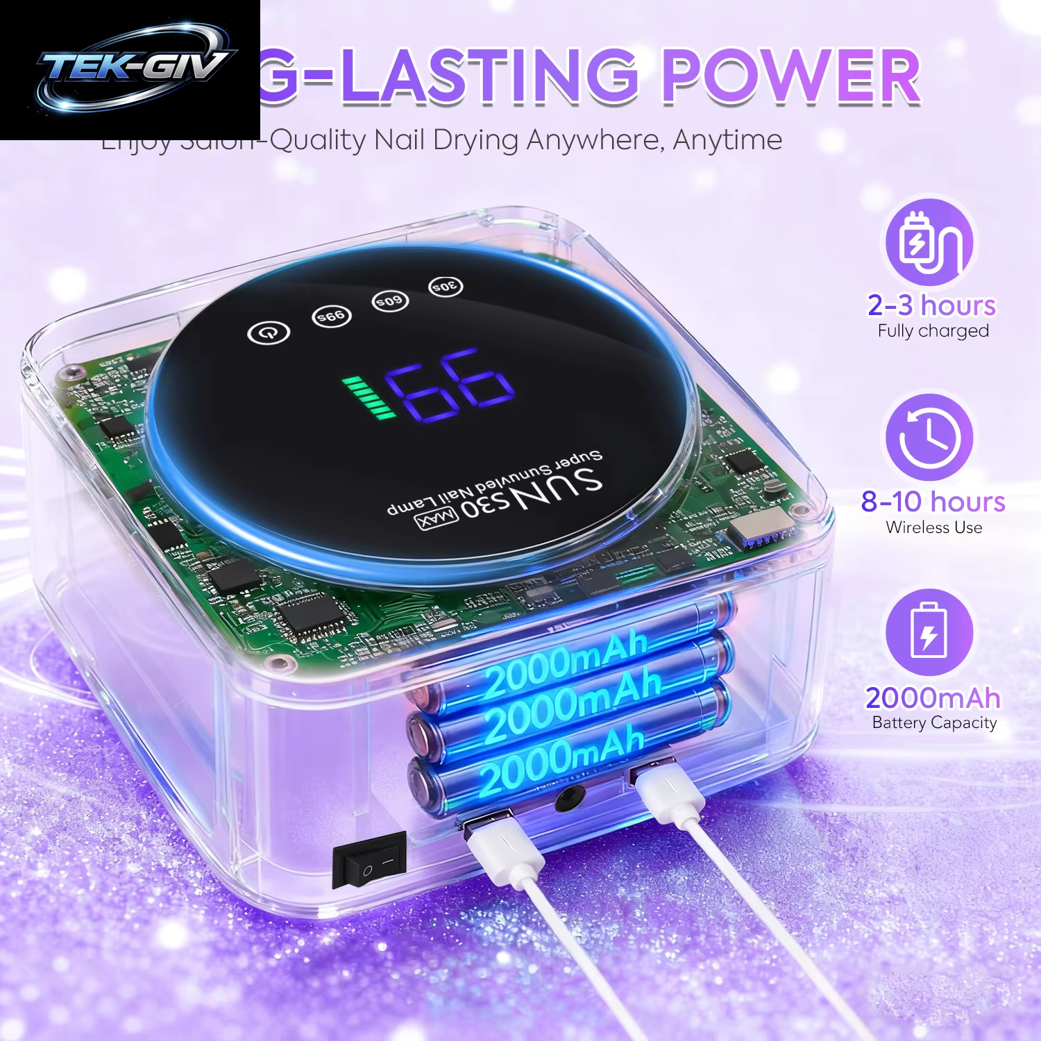 Wiederaufladbare 180 W Uv-Led-Nagellampe Für Schnelles Aushärten Aller Uv-Gel 57 LED Professioneller Nageltrockner Mit Bewegungserkennung, Salonausrüstung