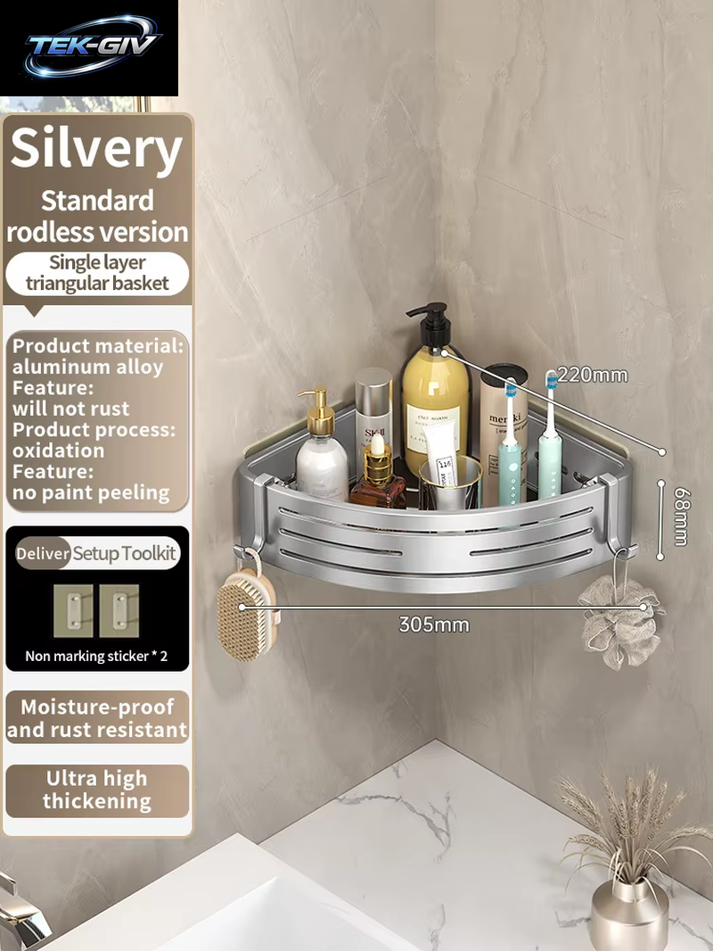 Keine Notwendigkeit, Wand Zu Bohren Für Die Installation, Badezimmerregal Aus Aluminium, Shampoo-Regal, Aufbewahrungshalter, Küchen-Organizer, Wandregal