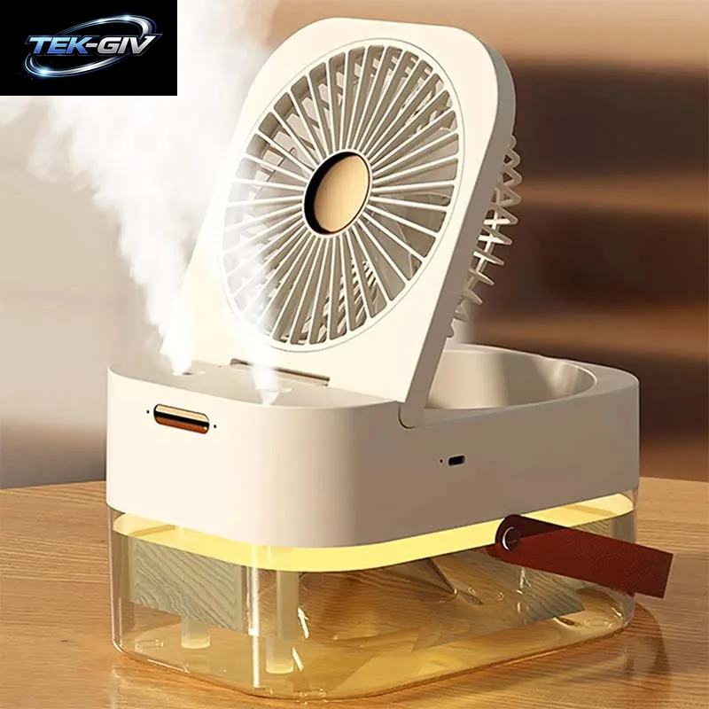 Mini USB Lade Tragbare Luftkühler Tragbare Desktop Wiederaufladbare Beschlagen Fan Dual Spray Befeuchtung Fan Luftbefeuchter Fan