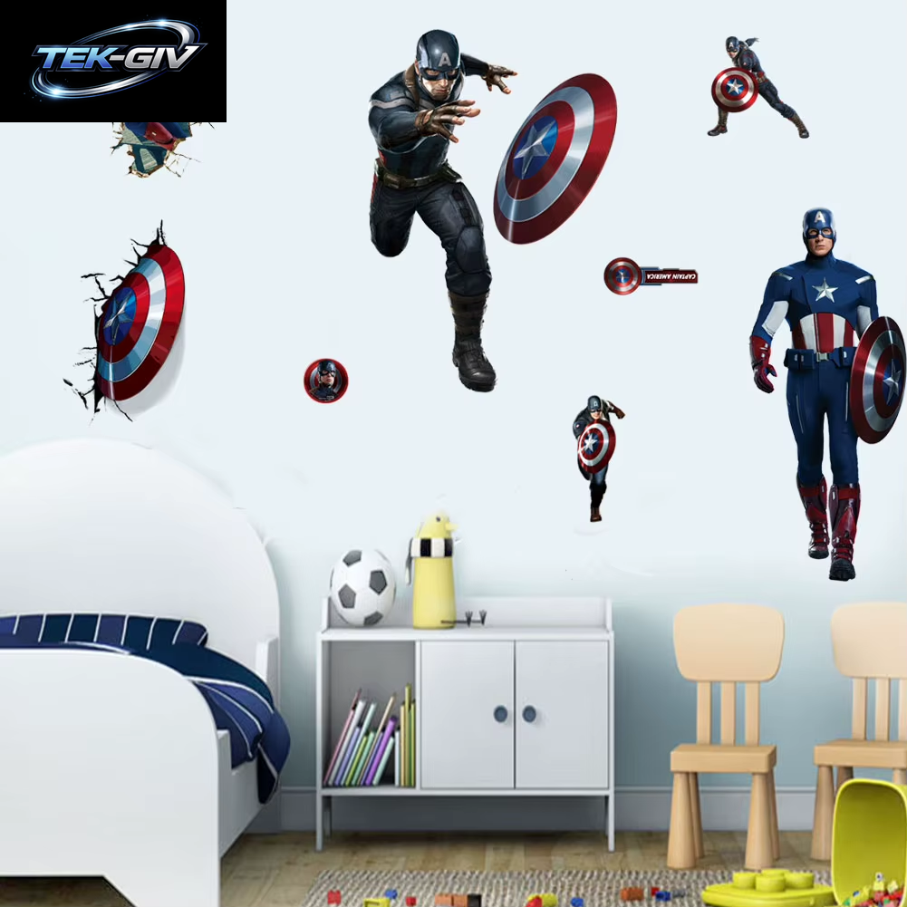 Spiderman Super Captain America Hulk Heroes Wandaufkleber Für Kinderzimmer, Zuhause, Schlafzimmer, Pvc-Dekor, Cartoon-Film, Wandaufkleber