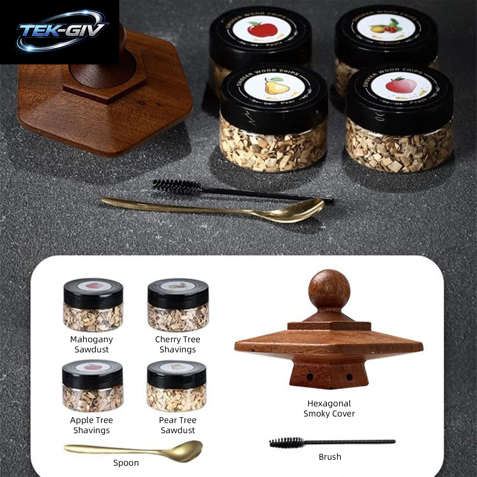 Räucher-Set Mit Glasplatte, Cocktail-Räucher-Set Mit 4 Holzspäne, Barkeeper-Zubehör Für Whisky-Getränke, Raucher-Geschenkset Für Männer