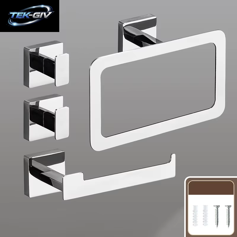 Mattschwarz Badezimmer Zubehör Set Wand Halterung Handtuch Bar Handtuch Ring Rollen Papier Halter Robe Haken Edelstahl Hardware Set