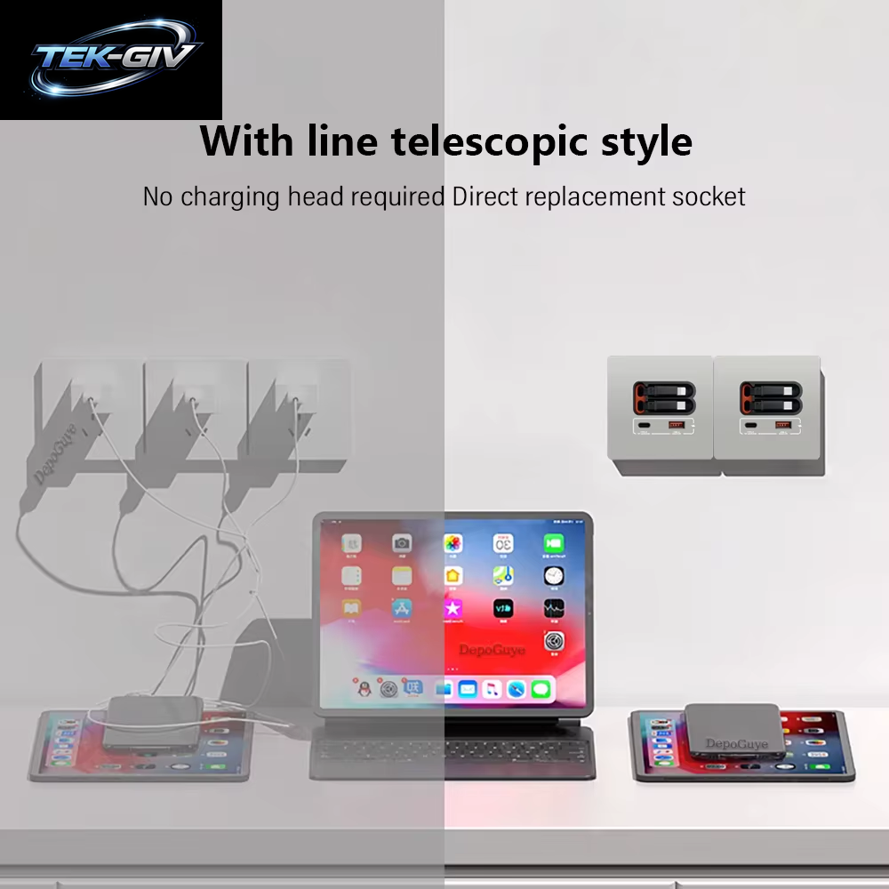 EU Universal 20W USB C Smart Steckdose Panel Mit Dual Typ-C Schnellladeanschlüssen Steckdose, Handy-Lade-Typ-C-Buchse
