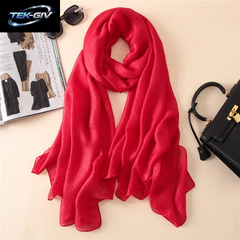 2023 Luxus Marke Frauen Mode Schal Plain Solide Seide Leinen Schals Schals Sommer Dame Bandanas Pashmina Foulard Hijab 180*90 Cm