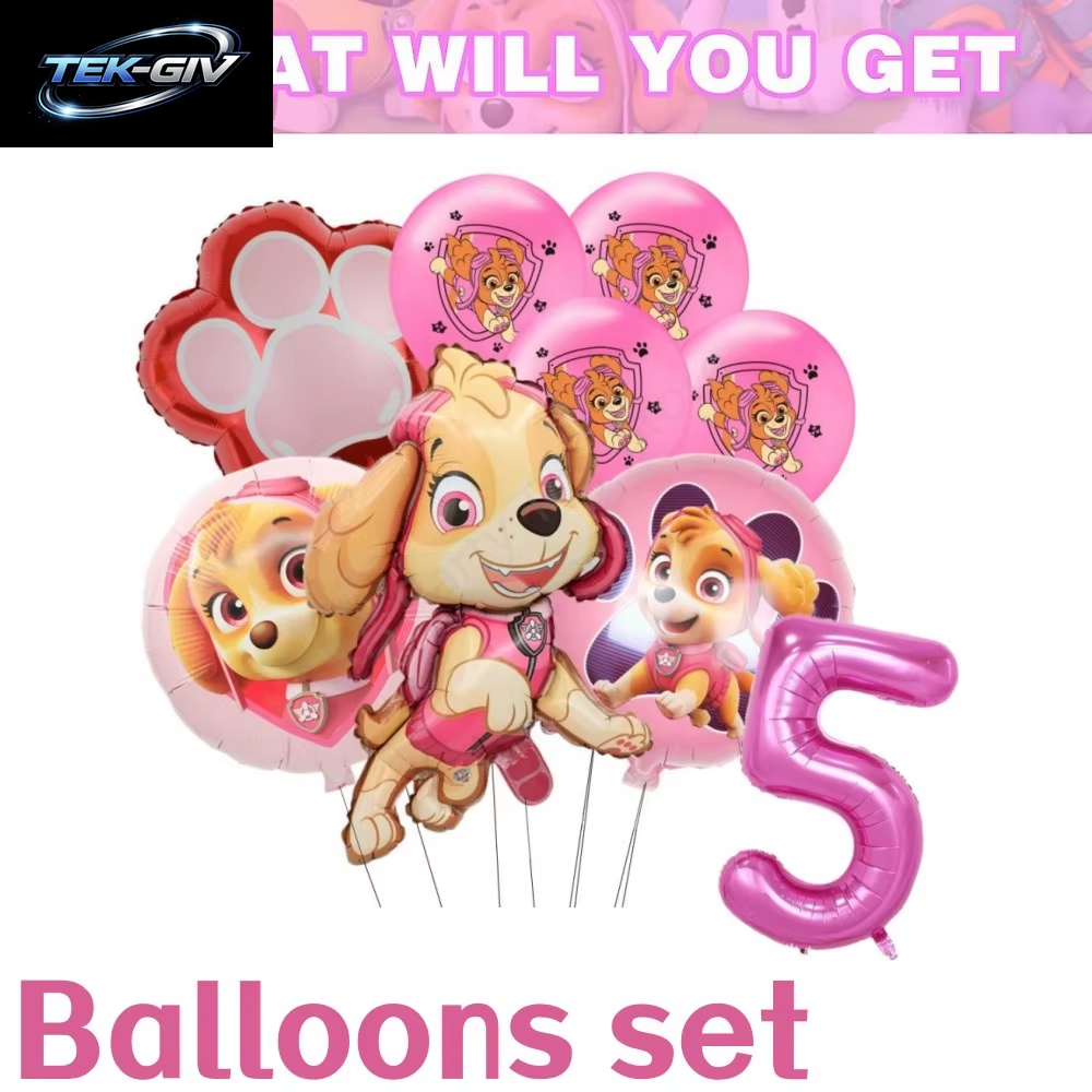 Rosa Paw Patrol Skye Geburtstag Party Dekorationen Skye Folie Latex Ballons Geschirr Teller Hintergrund Für Kinder Mädchen Party Supplies