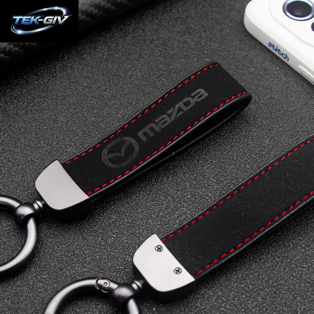 Leder Auto Schlüsselanhänger Schlüsselanhänger Ringe Metall Leder Für Mazda 2 3 5 6 CX5 CX9 CX7 CX4 CX3 CX30 MX5 MX3 BK Zubehör Auto Styling