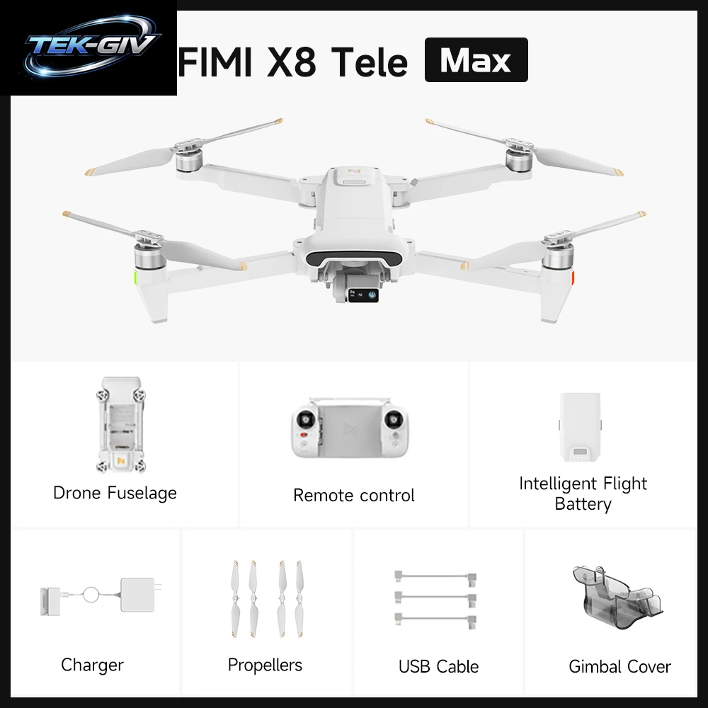 FIMI X8 Tele Max Neue Drohne Mit Weitwinkel-Telekamera, 30-Fachem Hybridzoom, 20 Km Reichweite, 4K 60Fps, 3-Achsen-Gimbal, GPS, Ki-Super-Nachtvideo