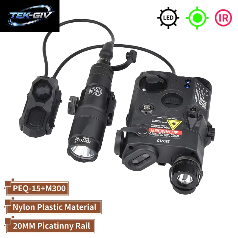 WADSN Taktische PEQ 15 Rot/Grün/Blau Laser & SF M300A/M600C Taschenlampe & AXON Remote Sitch Set IR Fülllicht Für Airsoft Jagd