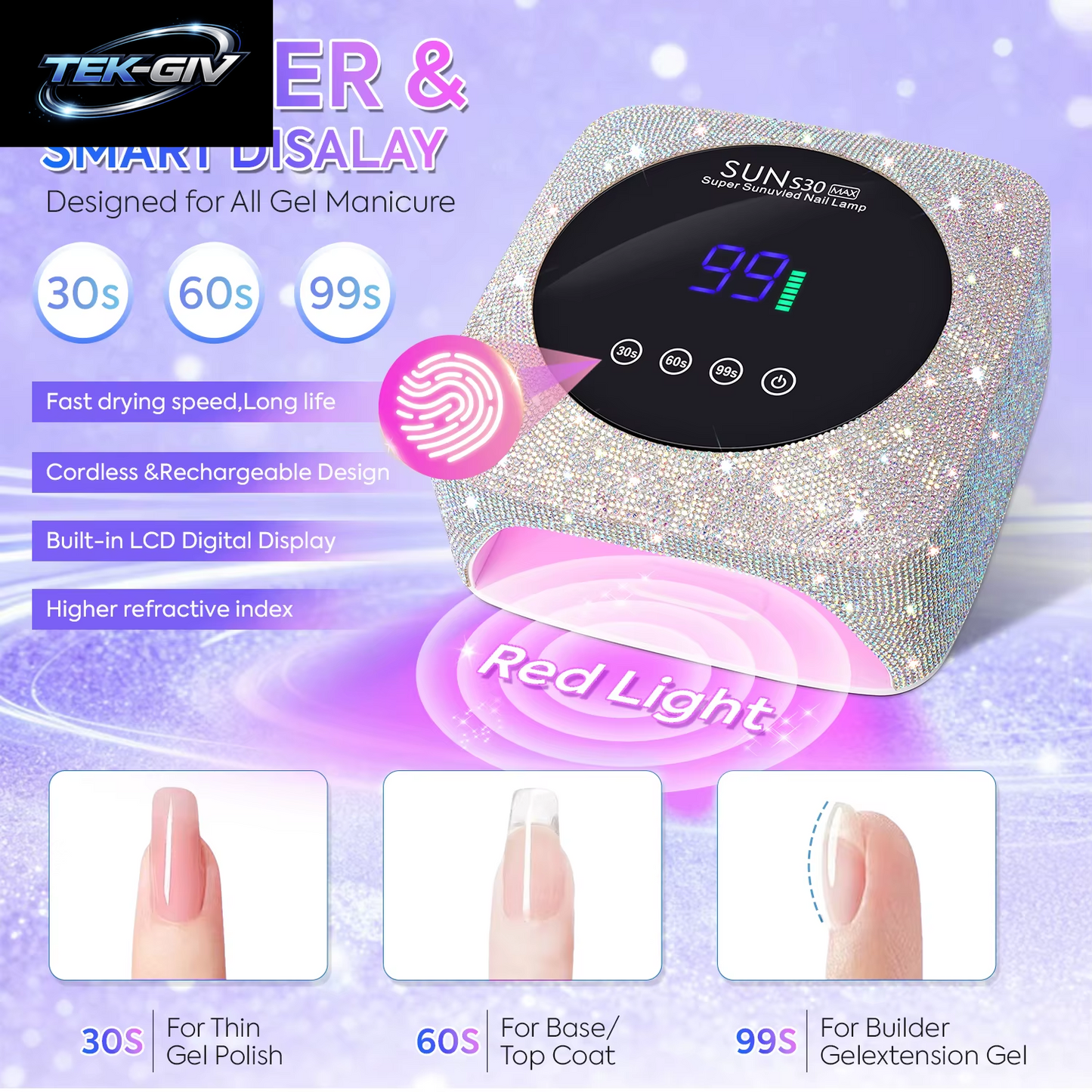 Wiederaufladbare 180 W Uv-Led-Nagellampe Für Schnelles Aushärten Aller Uv-Gel 57 LED Professioneller Nageltrockner Mit Bewegungserkennung, Salonausrüstung