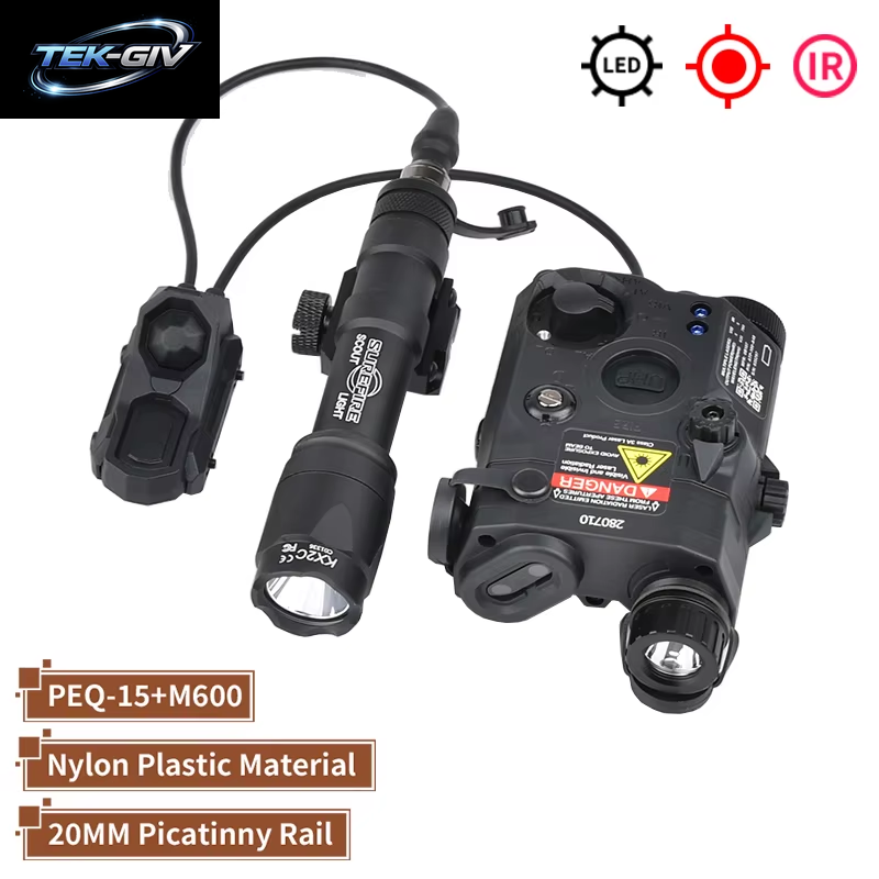 WADSN Taktische PEQ 15 Rot/Grün/Blau Laser & SF M300A/M600C Taschenlampe & AXON Remote Sitch Set IR Fülllicht Für Airsoft Jagd