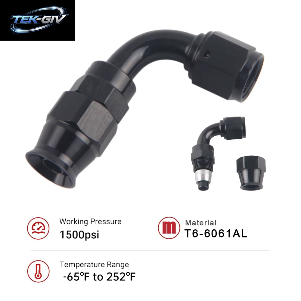 AN4/6/8/10 Gerade 0 ° /45 ° /90 ° /180 ° Grad PTFE Öl Kraftstoff Drehschlauch Ende Fitting Öl Schlauch Ende Adapter Kit Schwarz