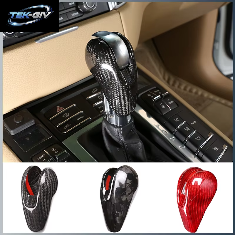 Real Carbon Fiber Auto Getriebe Shift Kopf Abdeckung Trim Für Porsche MACAN 718 911 Panamera 970 Cayman Boxster 2009-2021 Auto Zubehör