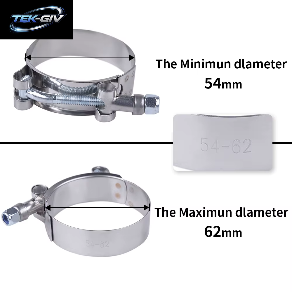 T-Bolzen-Auspuffklemme, 2,0" 2,25" 2,5" 2,75" 3,0" 3,25" 3,5" 3,75" 4,0", Ansaug-Turbo-Auspuff, Ladeluftkühler-Silikonkupplung