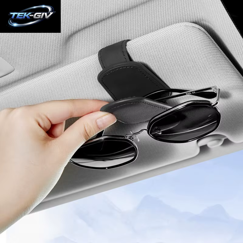 Schwarz PU Leder Auto Sonnenbrille Clip Sonnenblende Karte Kreative Multifunktionale Magnetische Saug Stabile Praktische Lagerung Clips