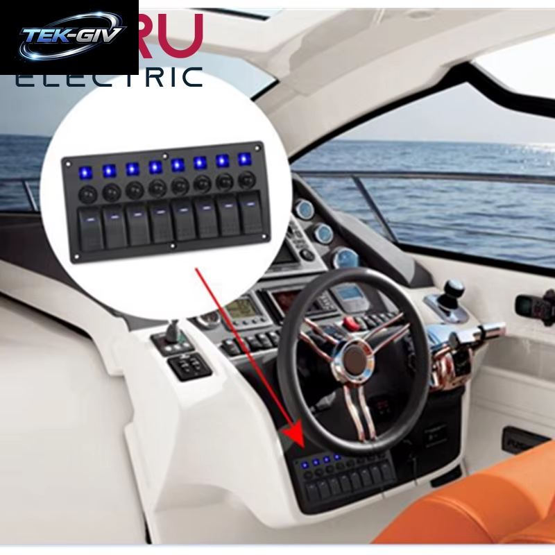 8-Gang-Wippschalter Für Boote Mit Leistungsschaltern, Led-Schalttafel, 12 V, 24 V, Für Boot, Wohnmobil, Wohnmobil, LKW, Zubehör