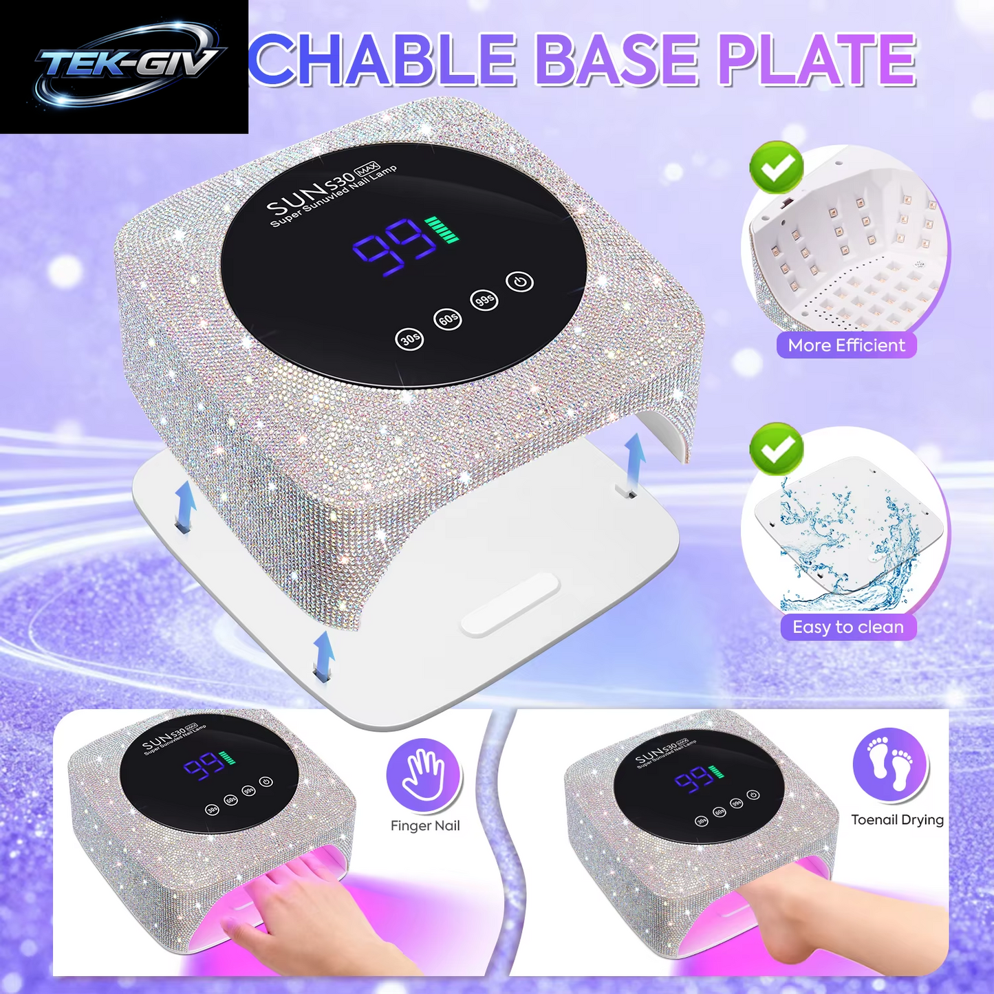 Wiederaufladbare 180 W Uv-Led-Nagellampe Für Schnelles Aushärten Aller Uv-Gel 57 LED Professioneller Nageltrockner Mit Bewegungserkennung, Salonausrüstung