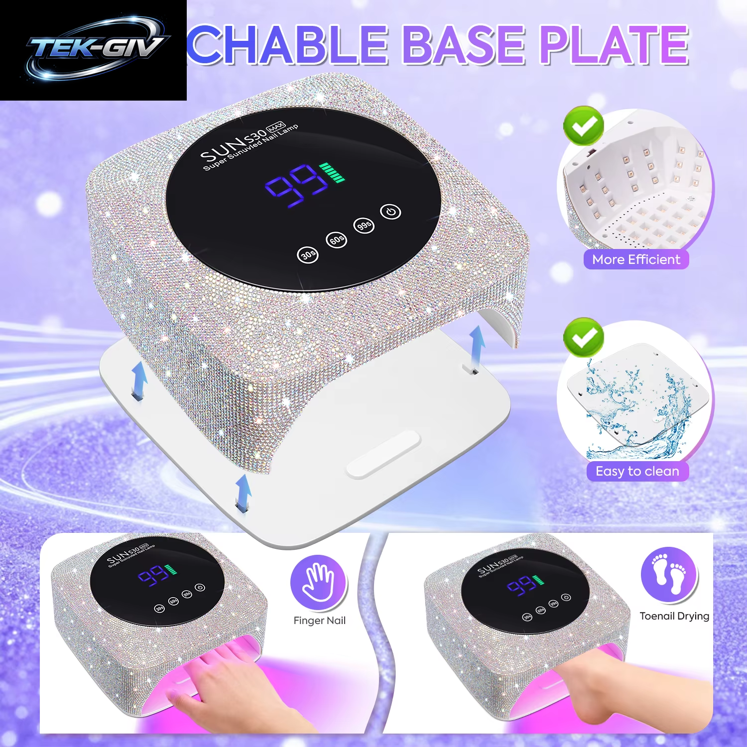 Wiederaufladbare 180 W Uv-Led-Nagellampe Für Schnelles Aushärten Aller Uv-Gel 57 LED Professioneller Nageltrockner Mit Bewegungserkennung, Salonausrüstung