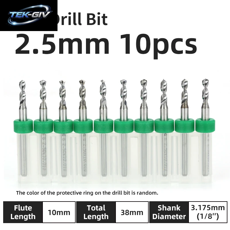TOOLEYE 10-Teiliges Pcb-Bohrer-Set, Mikrobohrer, Leiterplatte, 1/8 Zoll Schaft, Mini-Cnc-Bohrer, 0,1–3,175 Mm Bohrwerkzeuge