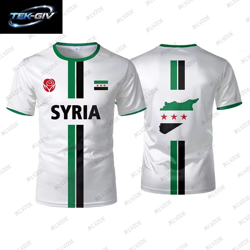 Sommer Neue Syrien Fußball Jersey Männer Frauen Sport T-Shirts Straße Fußball Uniformen Casual Syrische Flagge Grafik Übergroßen Kinder Tops