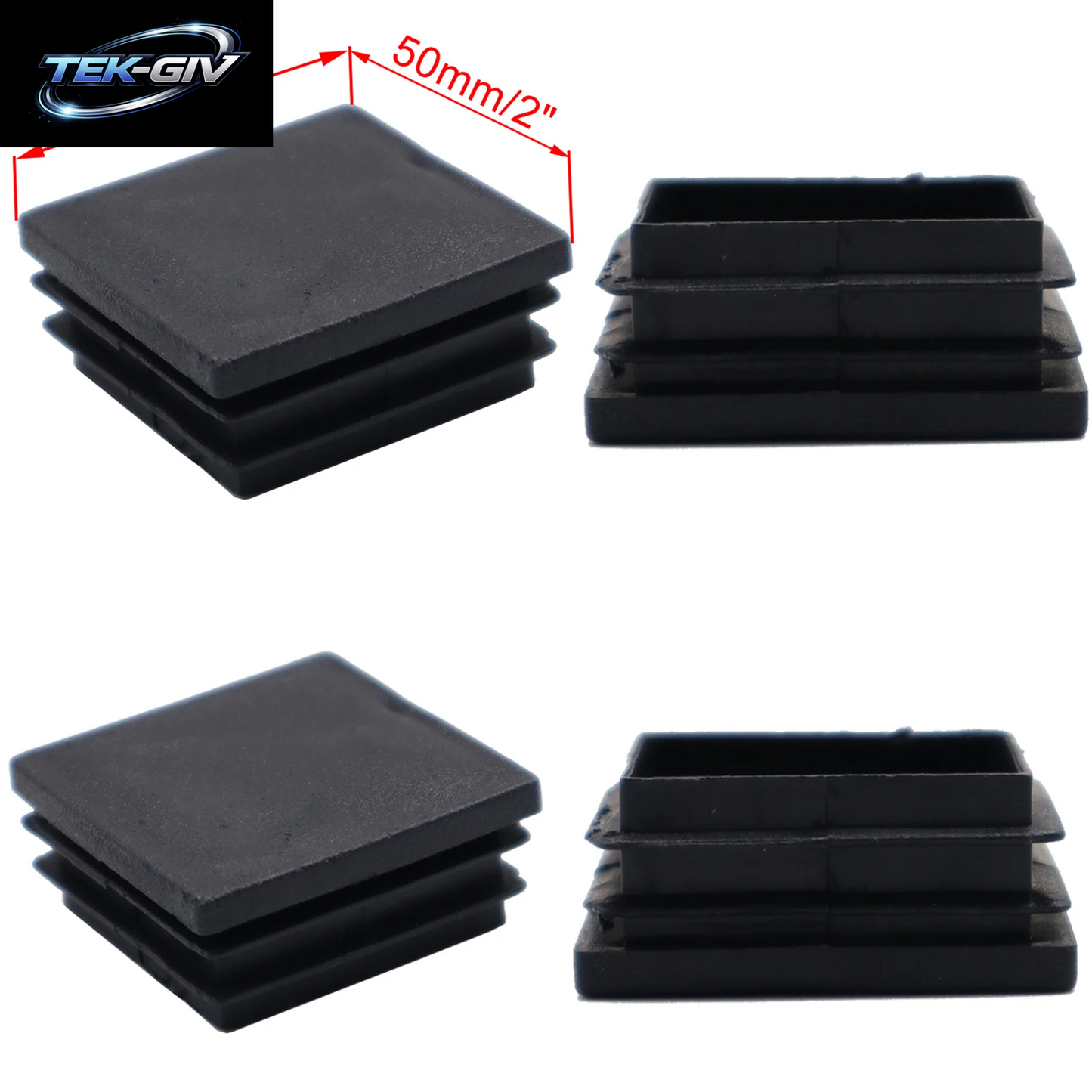 4Pcs Schwarz Stanzen End Caps Platz Rohr Einsätze Rohr Box Abdeckung Bungs Stecker Home Möbel Füße DIY Zubehör 25/40/50Mm