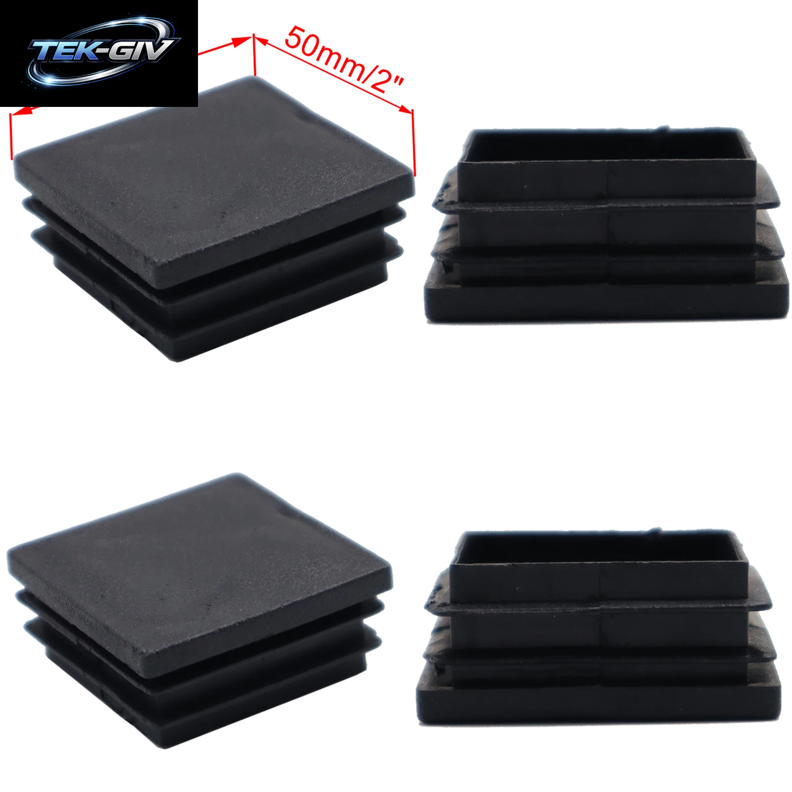 4Pcs Schwarz Stanzen End Caps Platz Rohr Einsätze Rohr Box Abdeckung Bungs Stecker Home Möbel Füße DIY Zubehör 25/40/50Mm