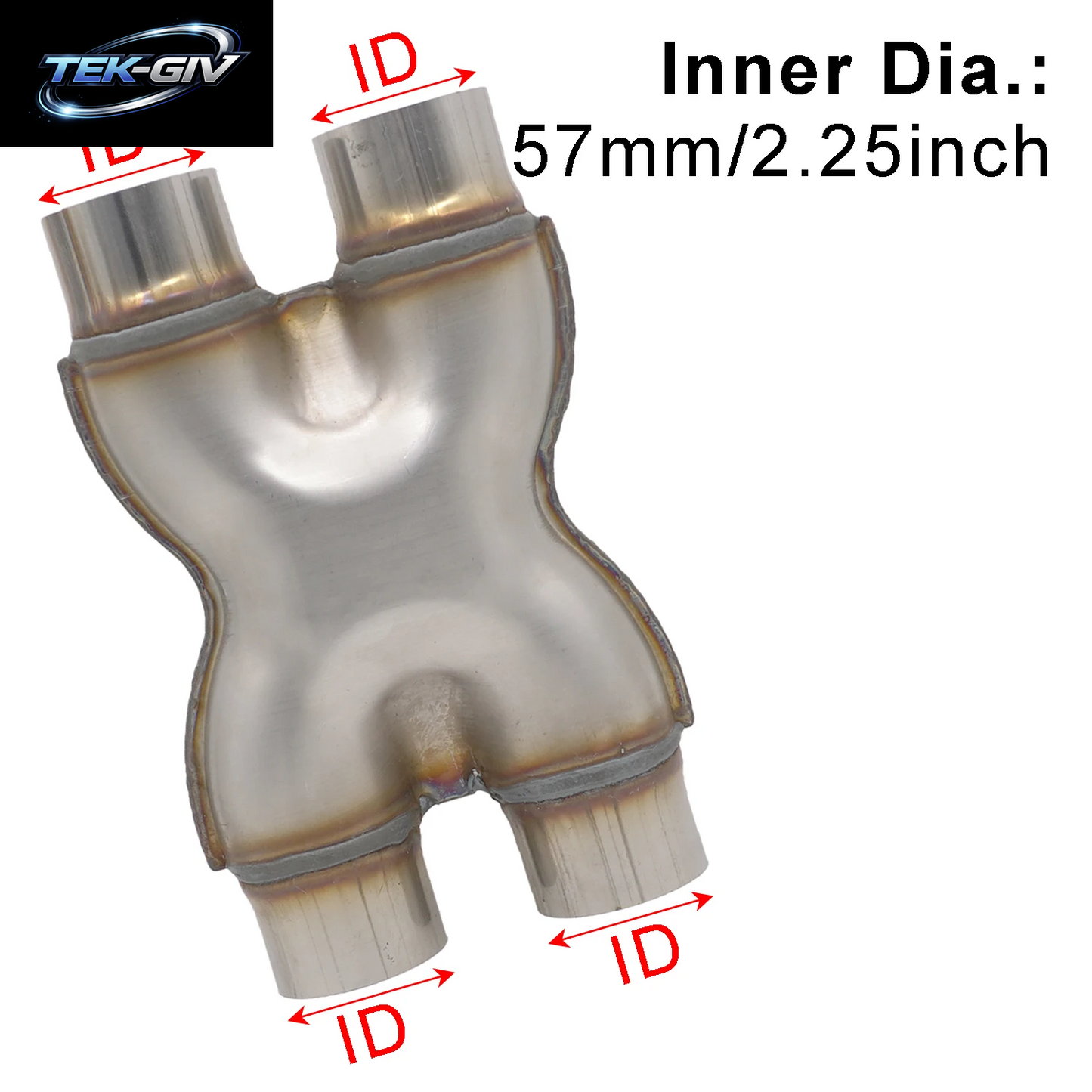 51 57 63 76 Mm Auspuff X Y Rohr Universal Edelstahl 2 2,25 2,5 3 Zoll Auspuff Schalldämpfer X Y Rohr 3/4-Wege-Adapter Anschlussrohr