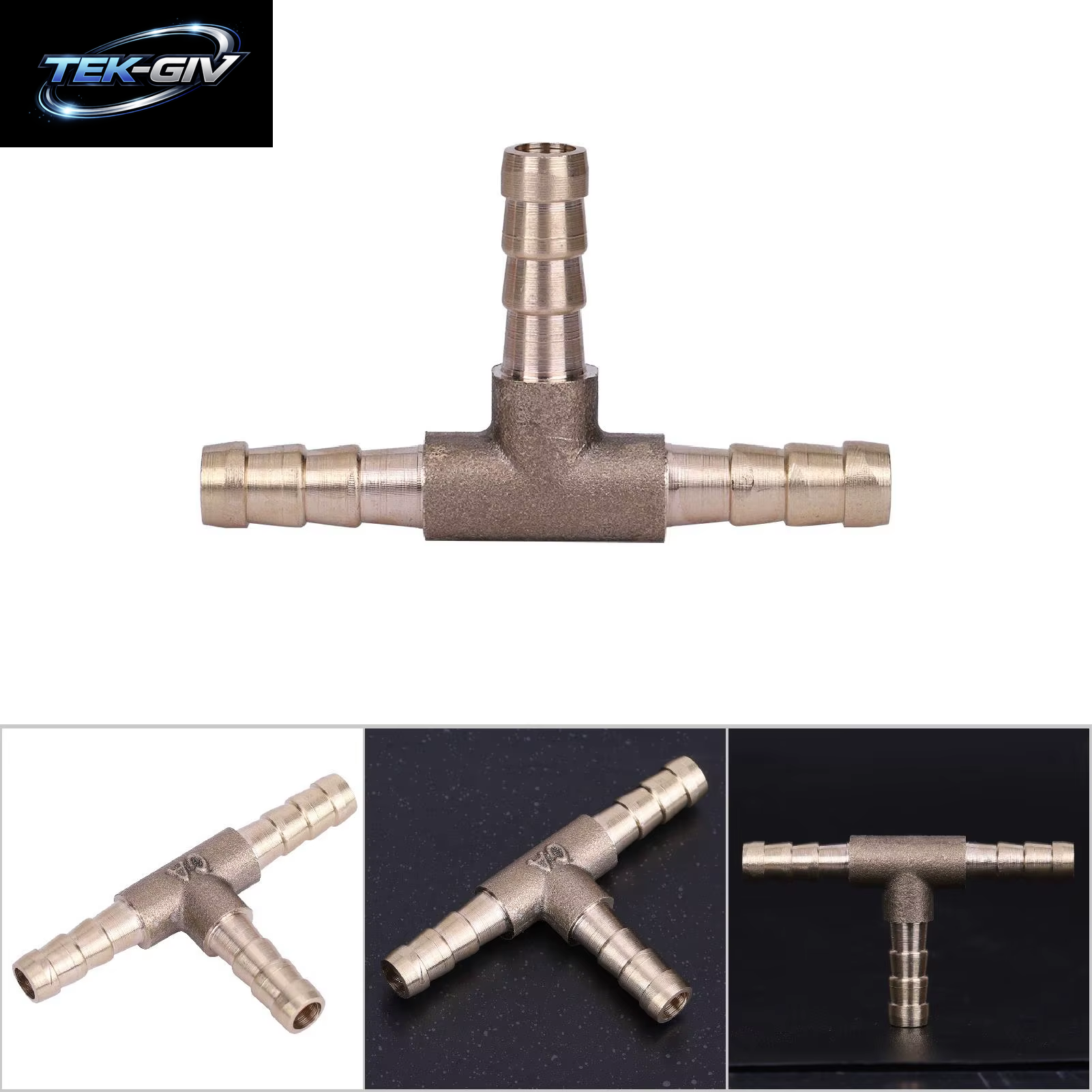 6 Mm 8 Mm 10 Mm 12 Mm Massives Messing-T-Stück 3-Wege-Kraftstoffschlauch-Verbindungsstück Für Luft, Öl, Gas, Kraftstoffzüge, Messing-Widerhaken-Rohrverschraubung