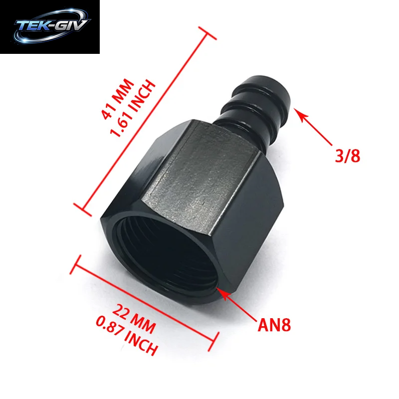 Schwarz Gerade Aluminium 6An 8An 10An Buchse Flare Auf Widerhaken Drucks Ch Lauch Widerhaken Anschluss Adapter
