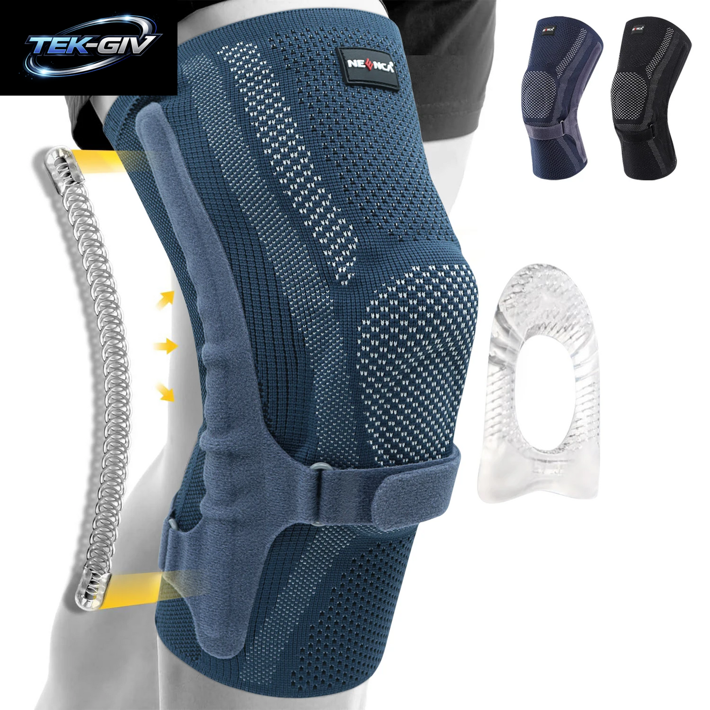NEENCA Kniebandage Mit Patella-Pad Und Seitenstabilisatoren, Knie-Kompressionsmanschettenunterstützung Für Damen Und Herren ACL/PCL, Laufsport