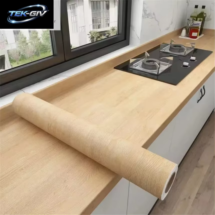 90Cm Breite Holzmaserung Pvc-Tapete Für Tür Kleider Schrank Schrank Tisch Möbel Wasserdichte Selbst Klebende Aufkleber Wohnkultur Film